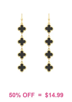 Dainty small Black clover earrings