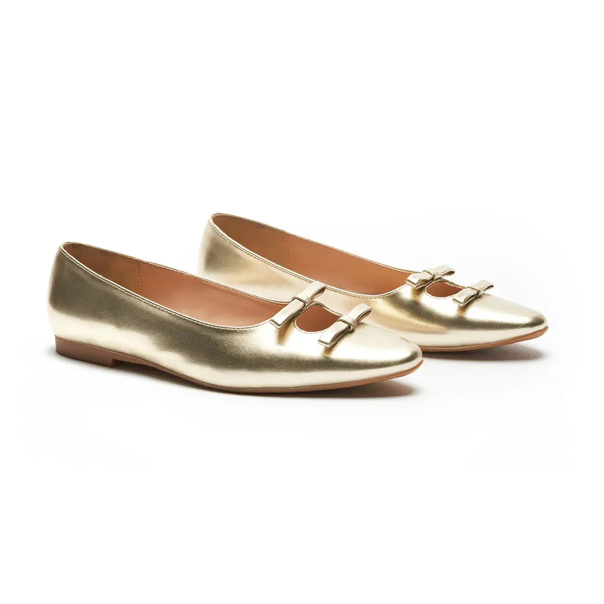 Double Bow Ties Cutout Ballet Flats (Emma)