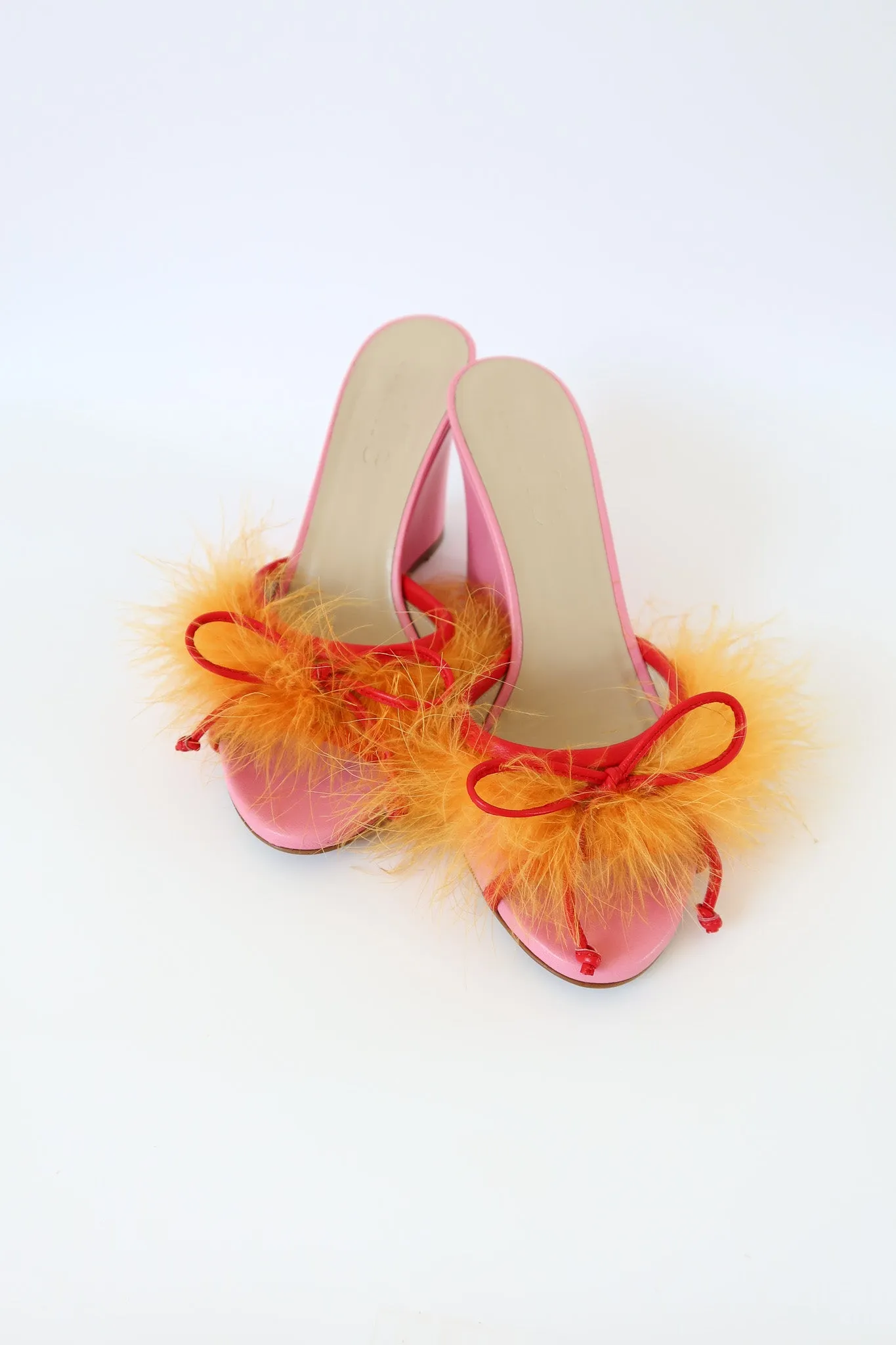 etsu pink orange feather wedge
