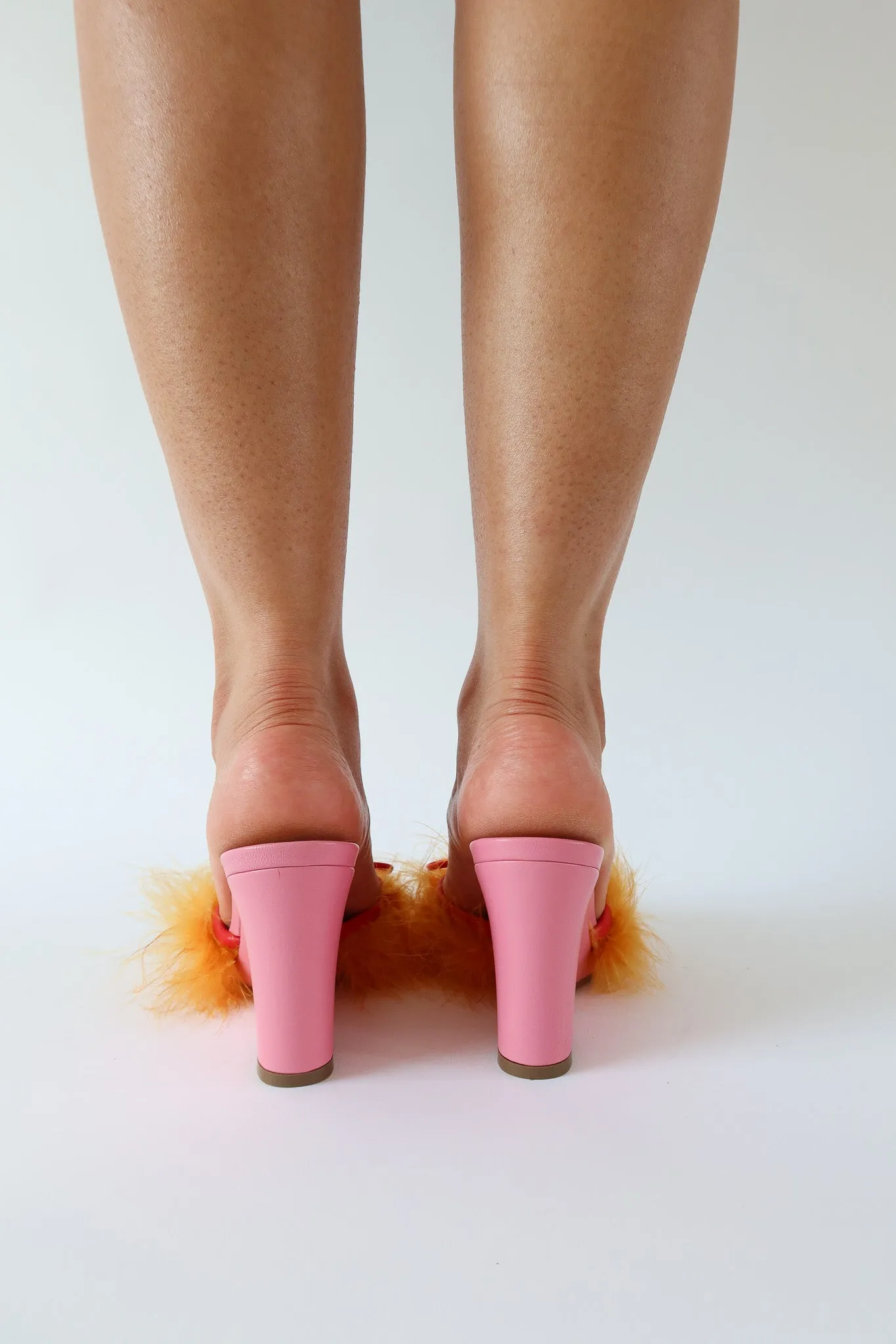 etsu pink orange feather wedge
