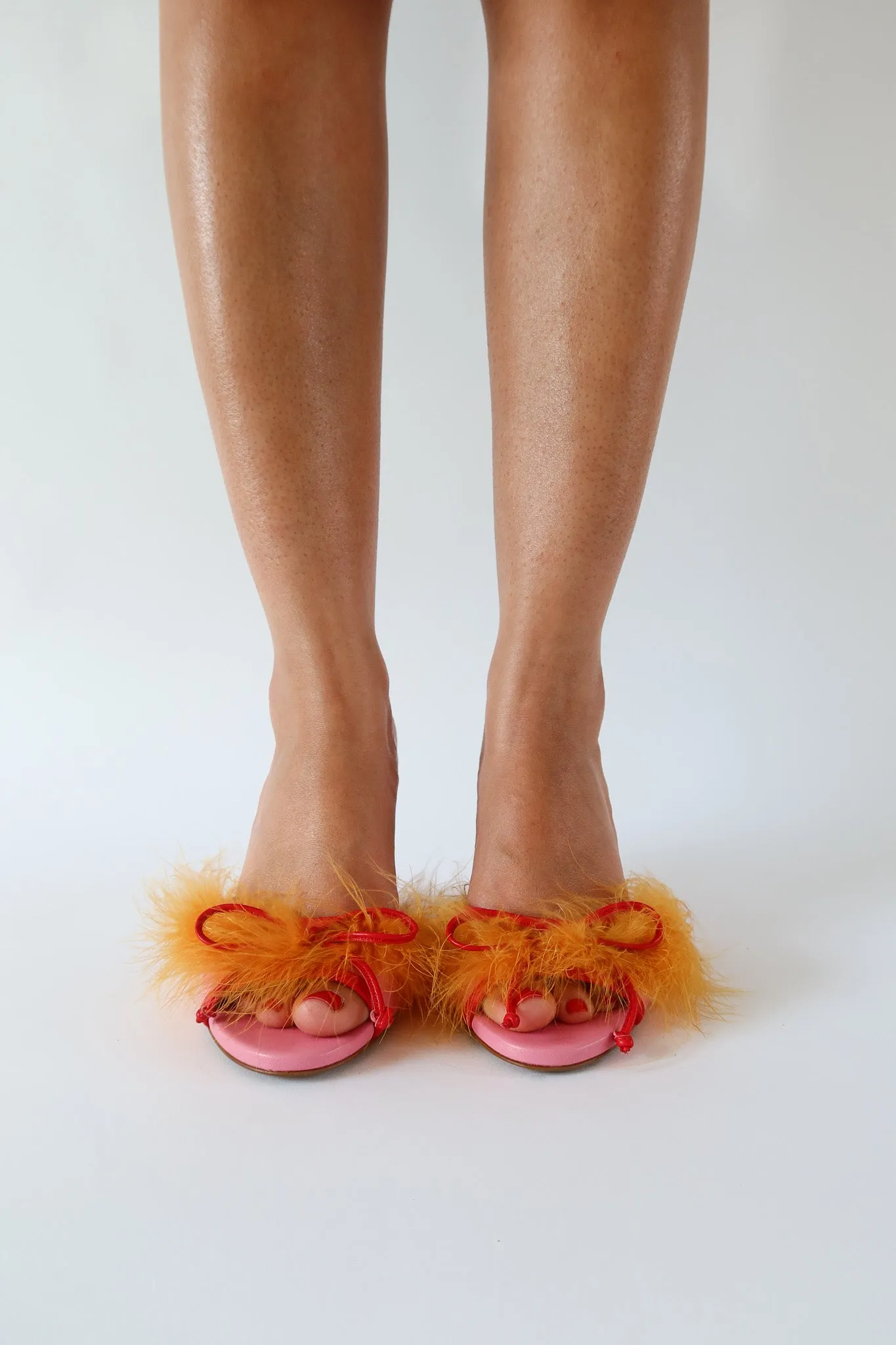 etsu pink orange feather wedge