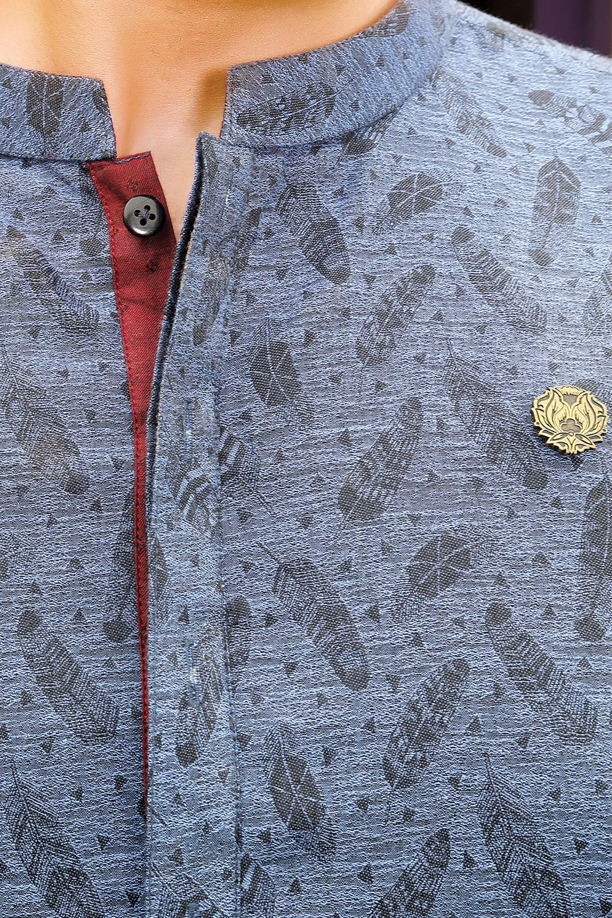 Feather Pattern Jacquard Kurta