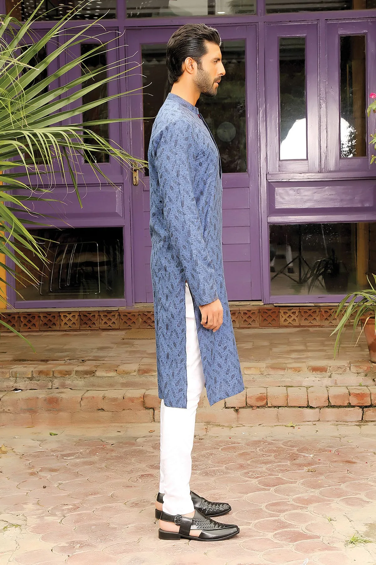 Feather Pattern Jacquard Kurta