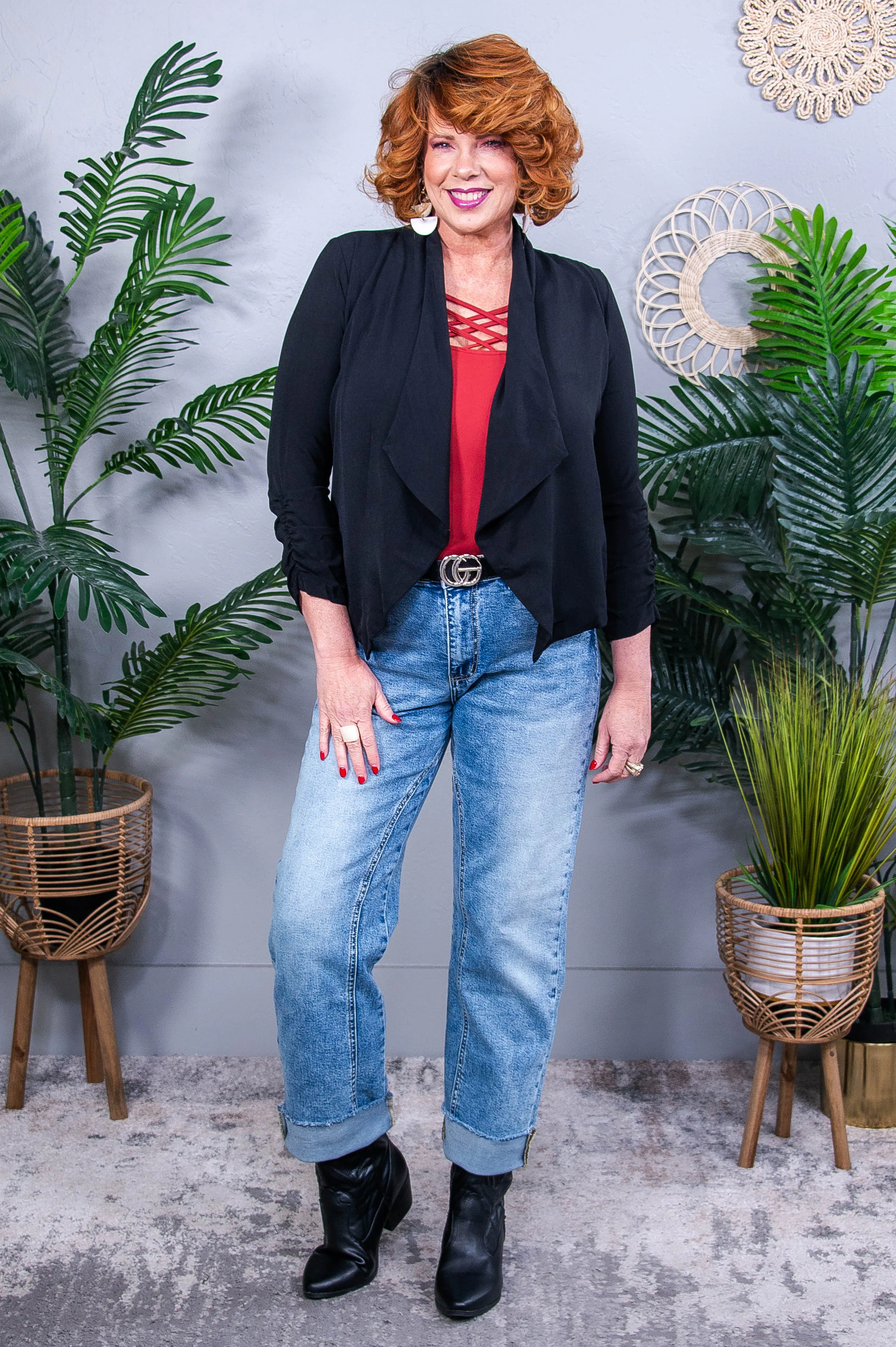 First Class Babe Black Solid Lightweight Blazer - O5681BK