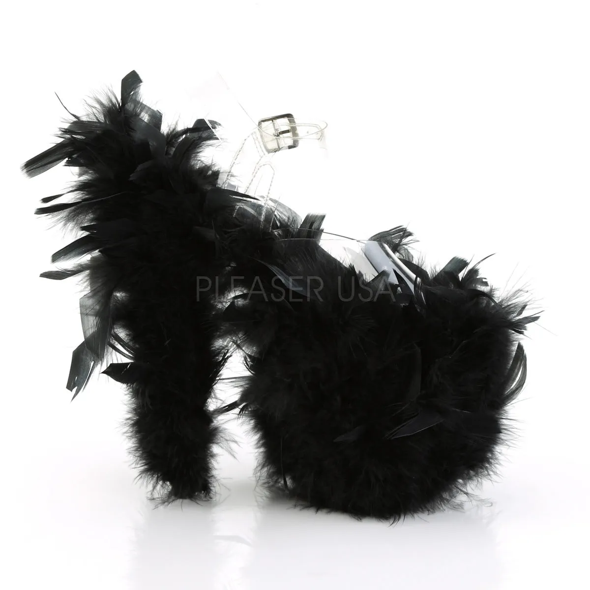 FLAMINGO-808F  Clear/Black Marabou Feather
