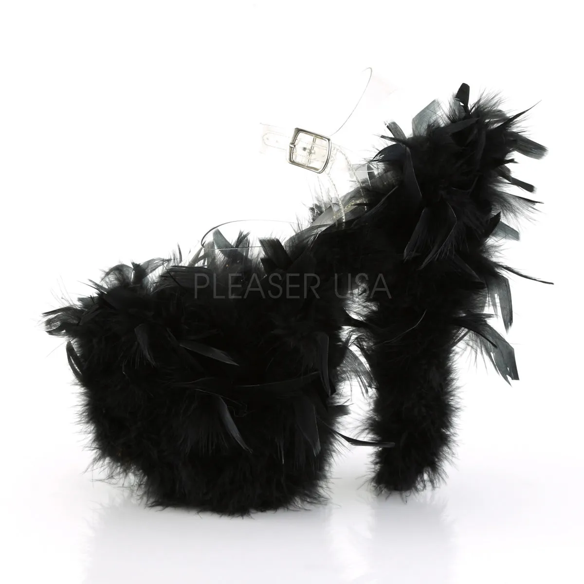 FLAMINGO-808F  Clear/Black Marabou Feather