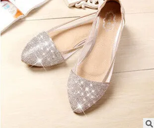 Flats shoes women Plus Size 35-41 Fashion Flats for Women Pointed Toe Soft Flat Heel Shoes Rhinestone flats