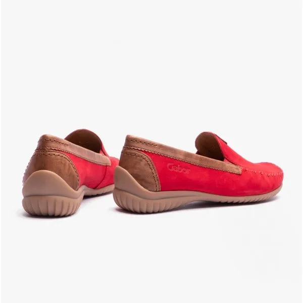 Gabor CALIFORNIA Womens Nubuck Moccasin Loafers Red