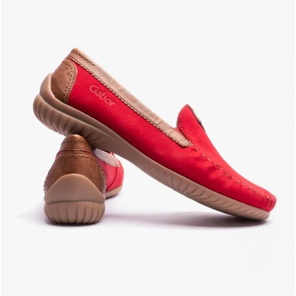 Gabor CALIFORNIA Womens Nubuck Moccasin Loafers Red