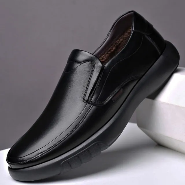 Genuine Leather Microfiber shoes Soft Anti-slip Rubber Loafers Man Casual Leather Shoes