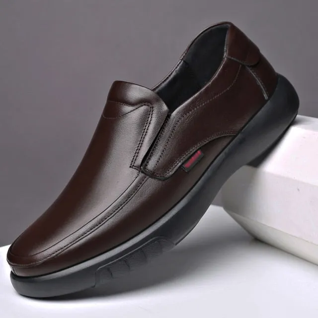 Genuine Leather Microfiber shoes Soft Anti-slip Rubber Loafers Man Casual Leather Shoes