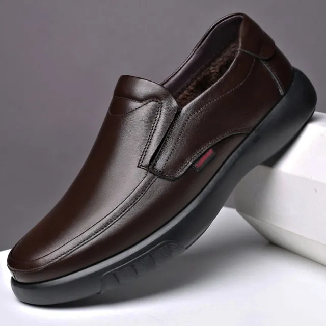 Genuine Leather Microfiber shoes Soft Anti-slip Rubber Loafers Man Casual Leather Shoes