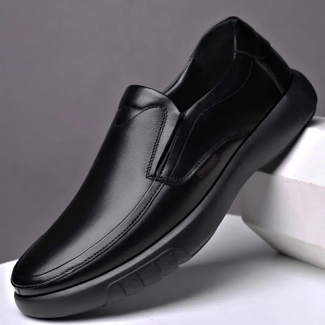Genuine Leather Microfiber shoes Soft Anti-slip Rubber Loafers Man Casual Leather Shoes