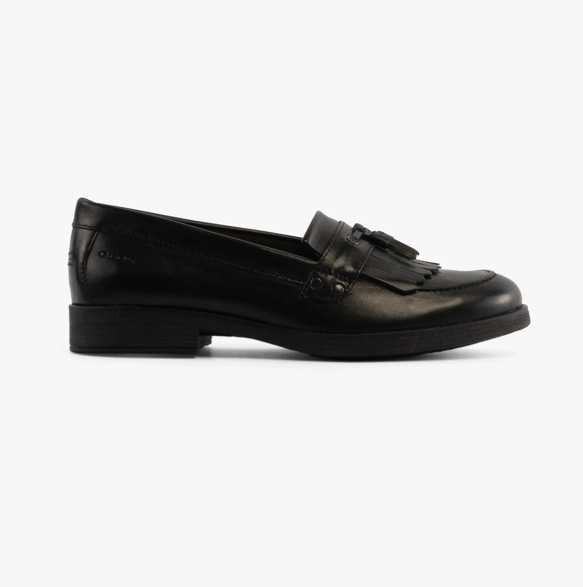 GEOX JR AGATA Girls Moccasin Tassel School Shoes Black