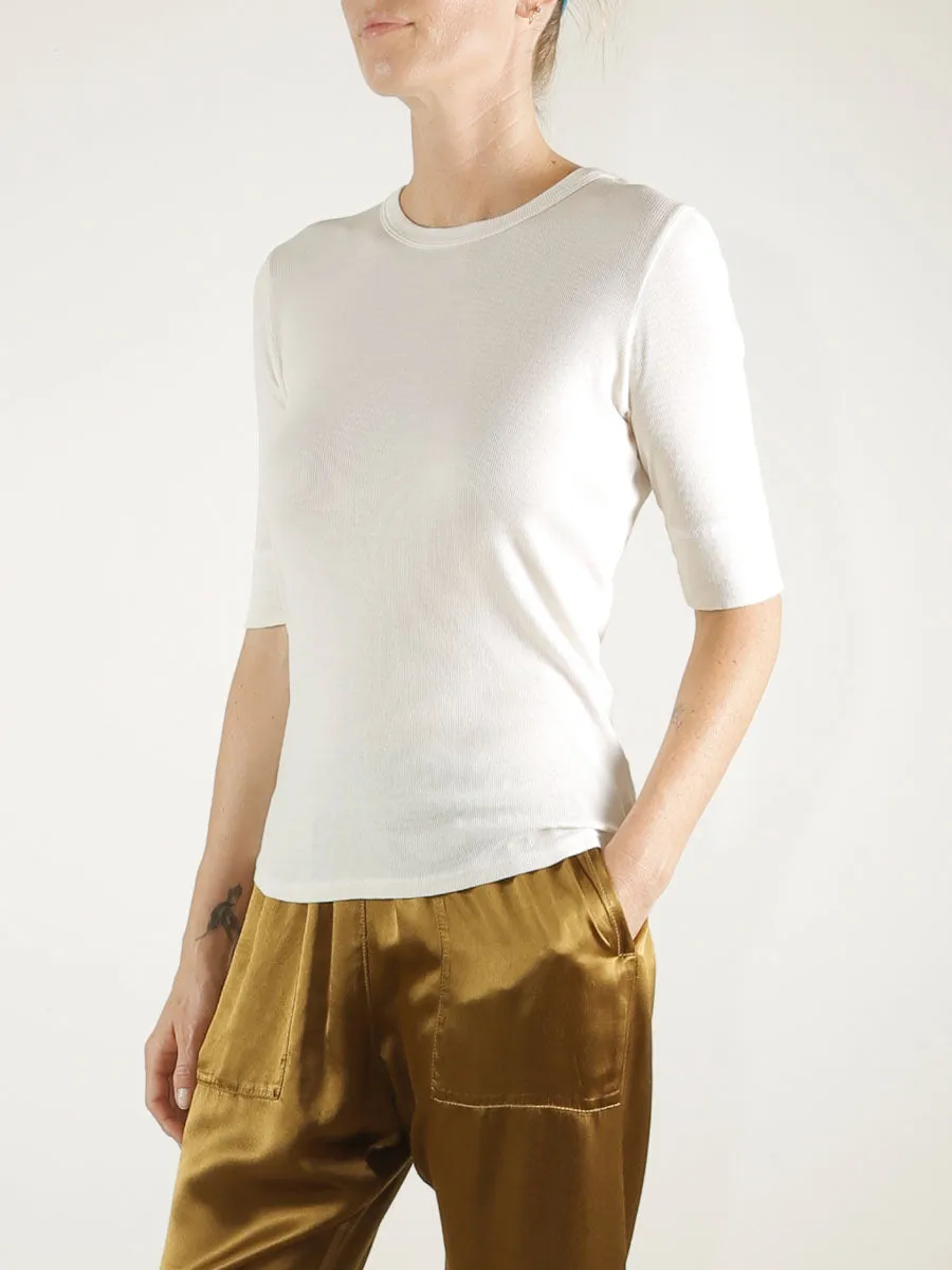 Giada Slim Crew in Lightweight Rib - Stone