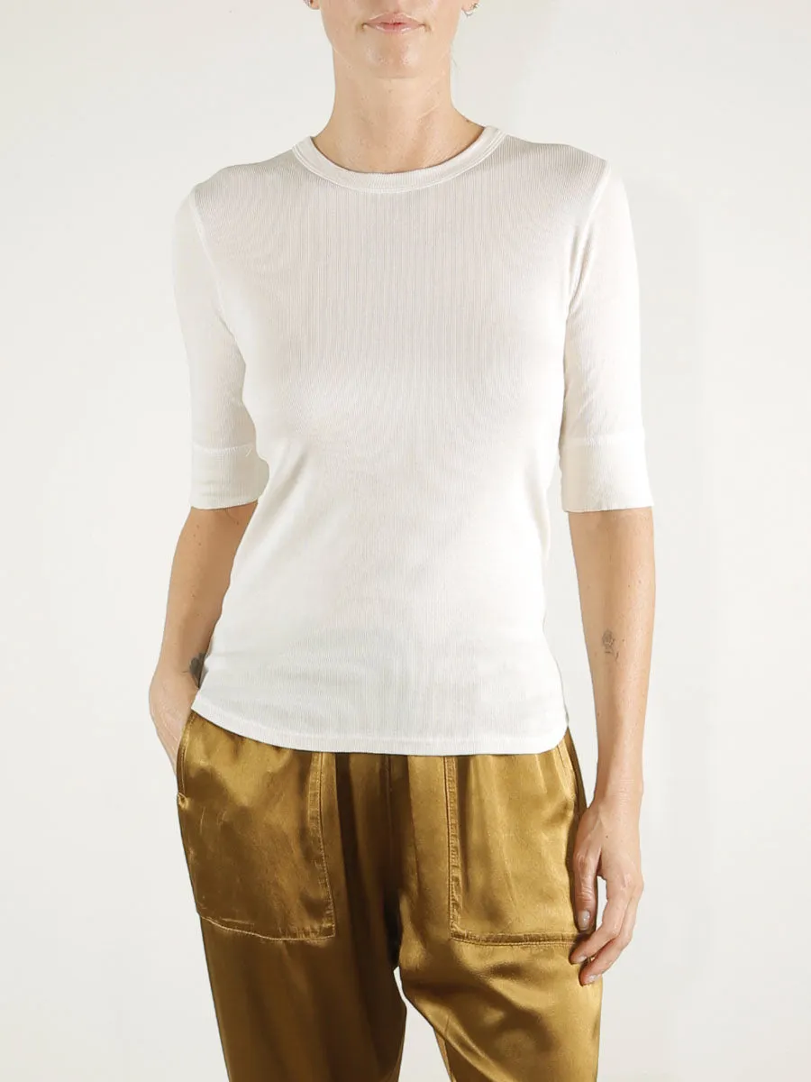 Giada Slim Crew in Lightweight Rib - Stone
