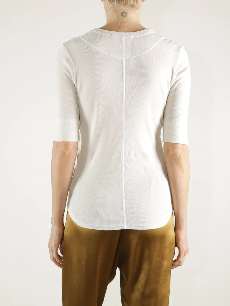 Giada Slim Crew in Lightweight Rib - Stone