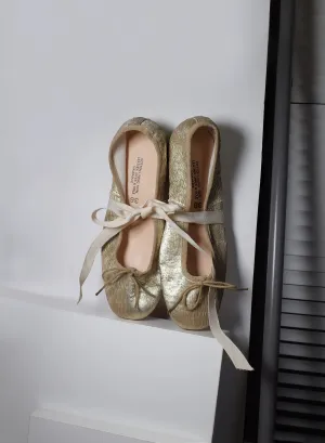 Gold Textured Ballet Flats