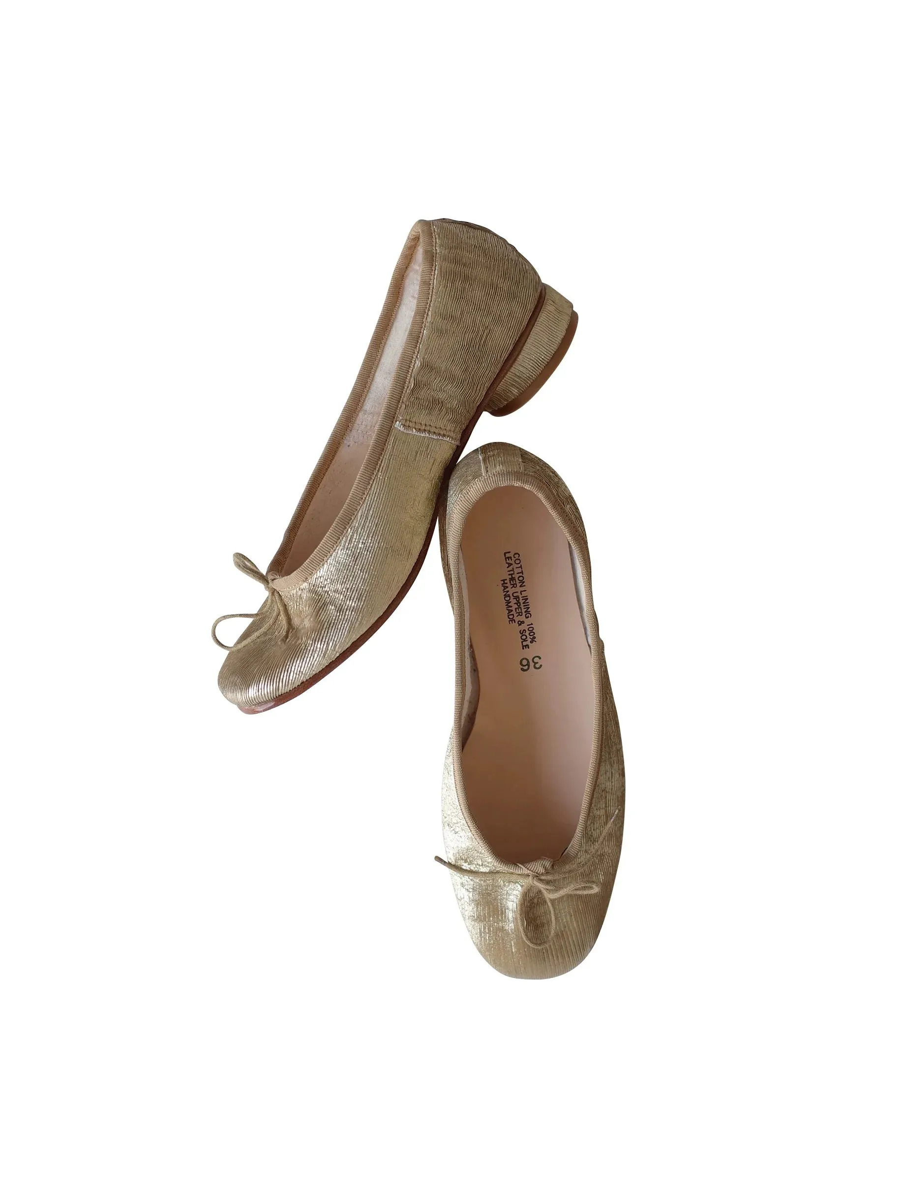 Gold Textured Ballet Flats