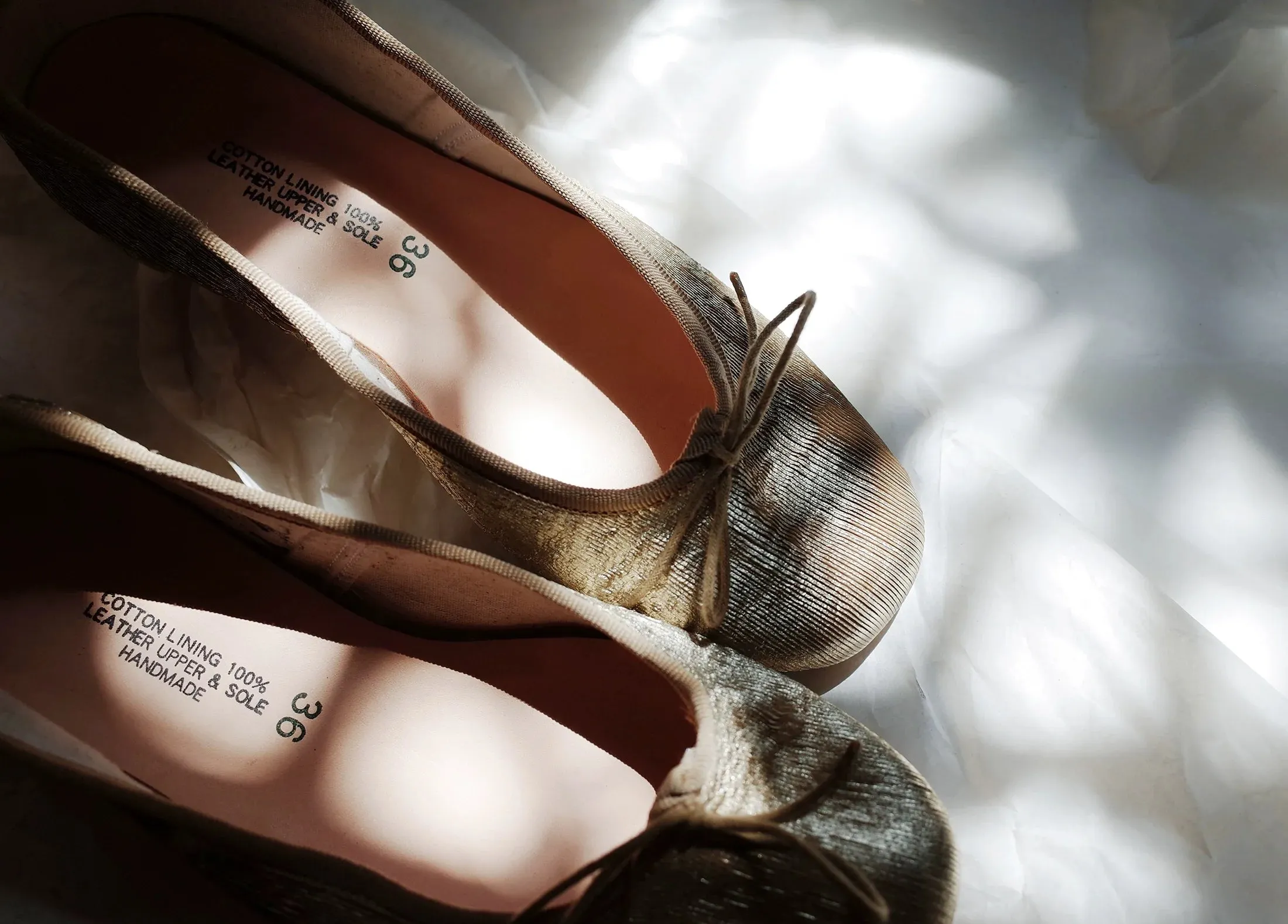 Gold Textured Ballet Flats