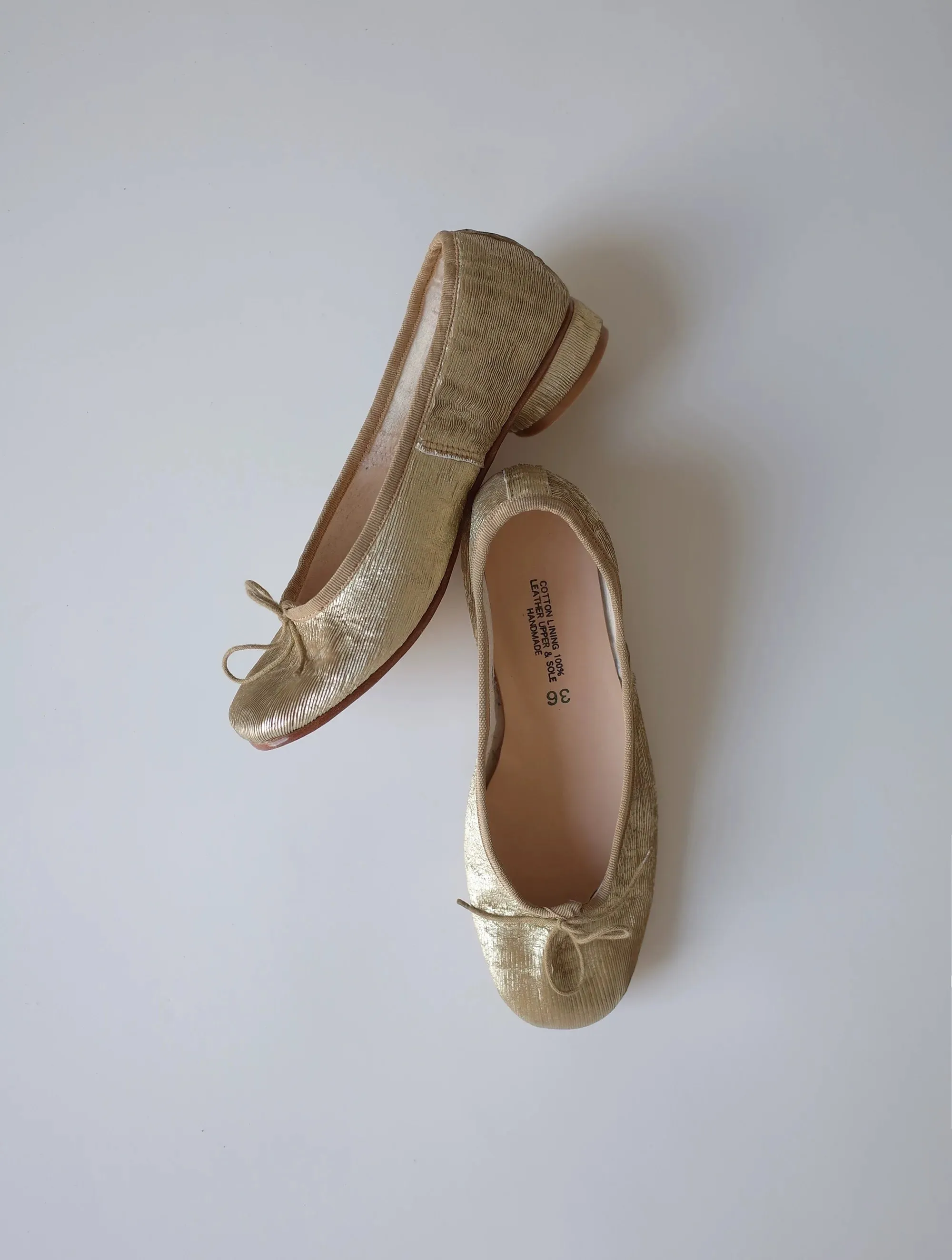 Gold Textured Ballet Flats