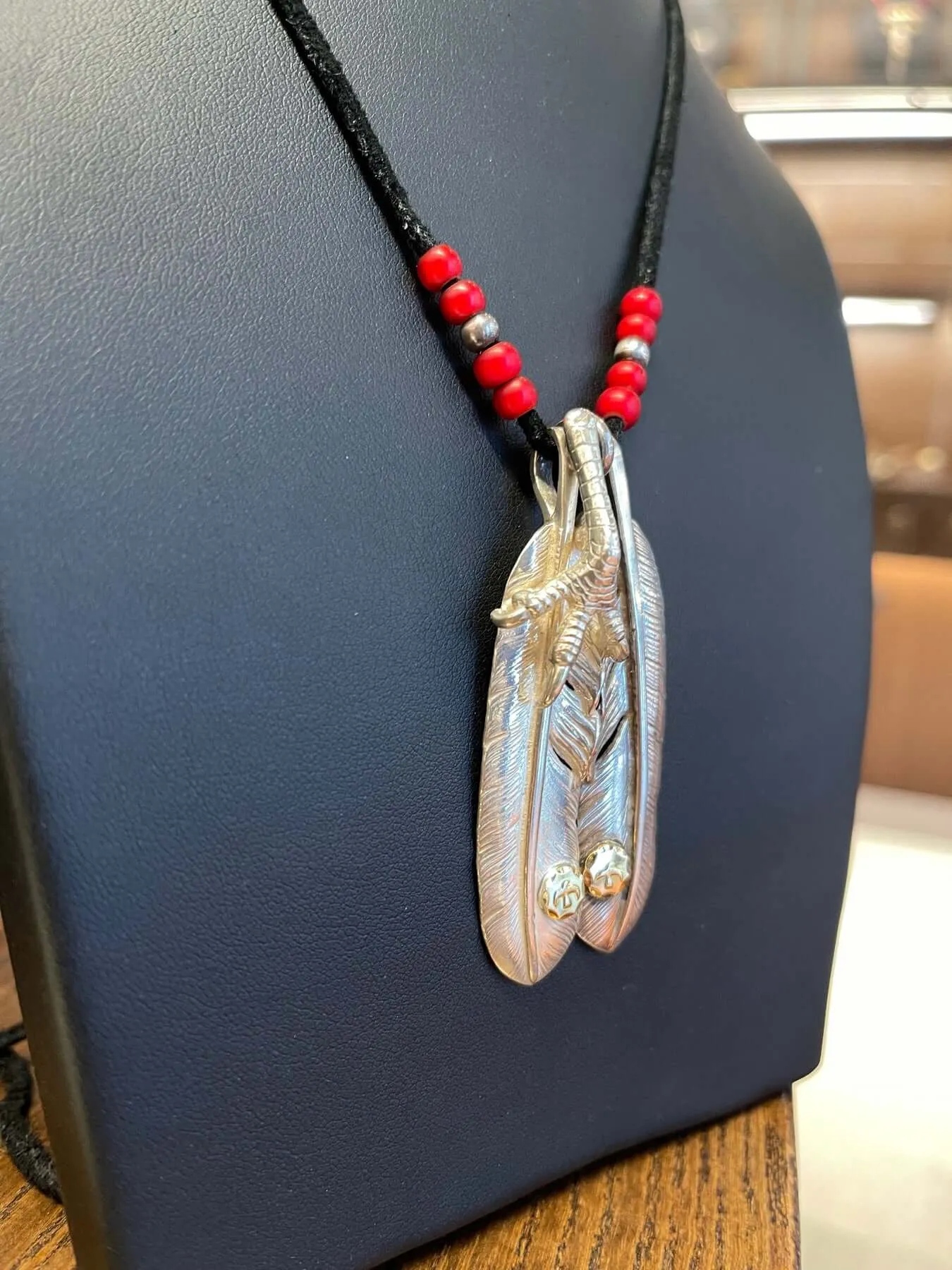 Goros Double Feather Setup With Leather Cord