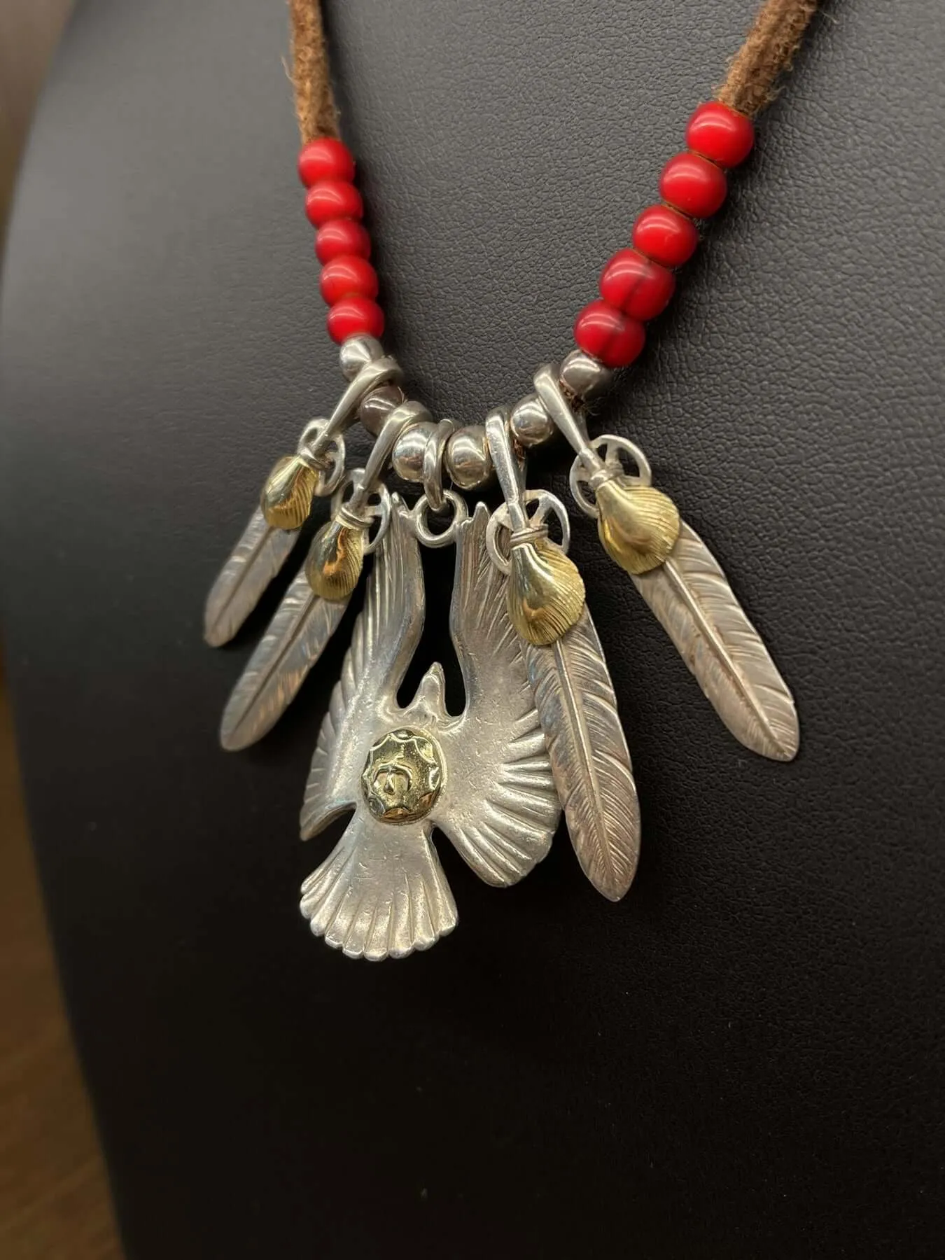 Goros Eagle Pendant Setup With Leather Cord