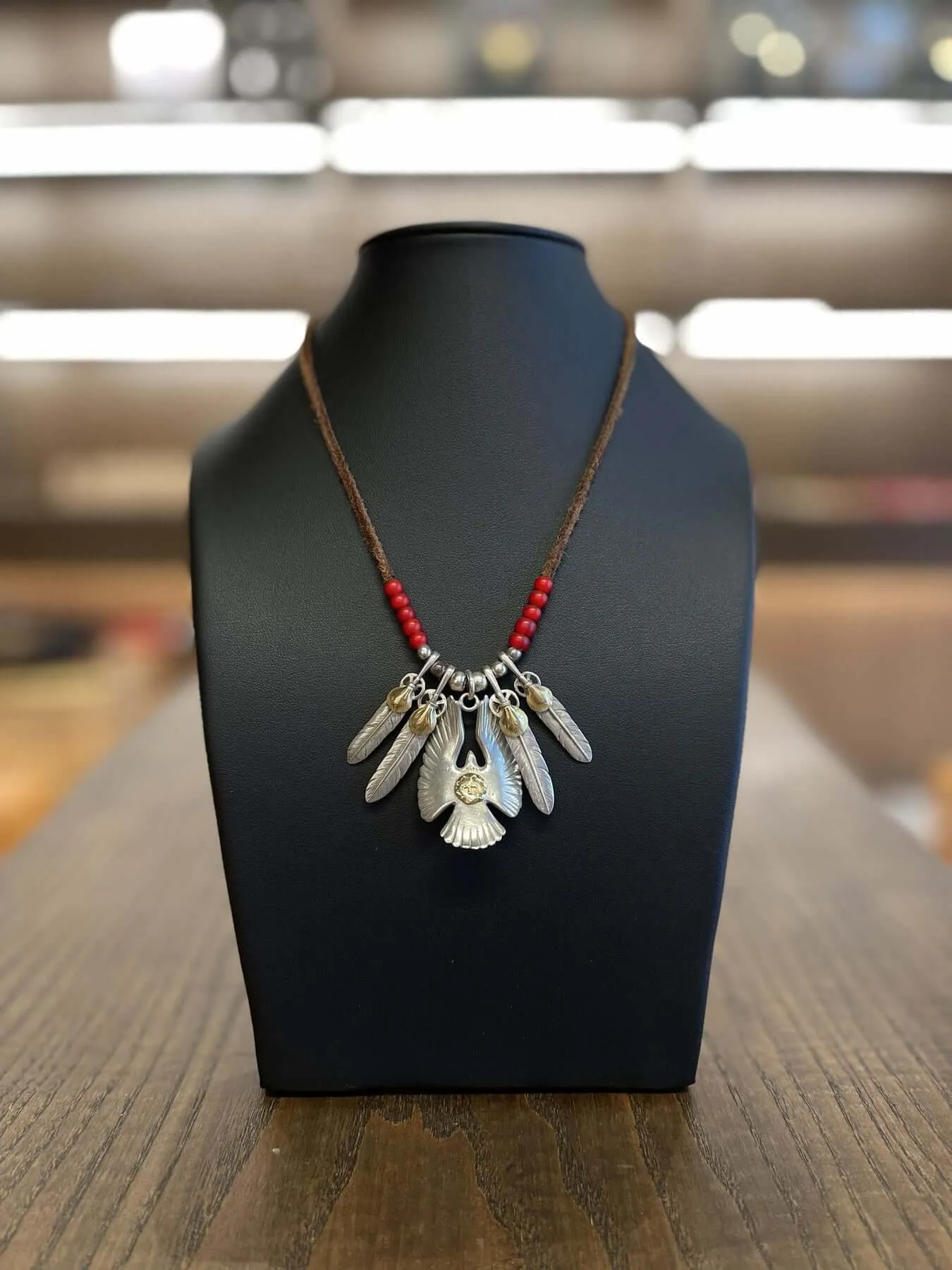 Goros Eagle Pendant Setup With Leather Cord