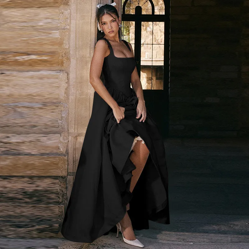 Graceful Full-Length Solid Maxi Dress with Timeless Elegance