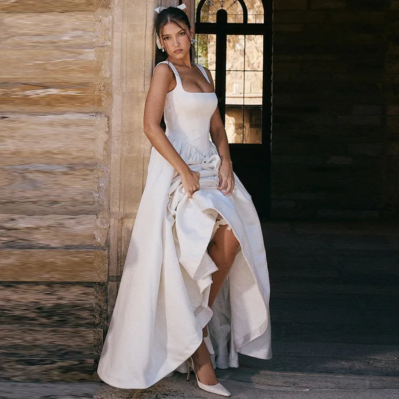 Graceful Full-Length Solid Maxi Dress with Timeless Elegance