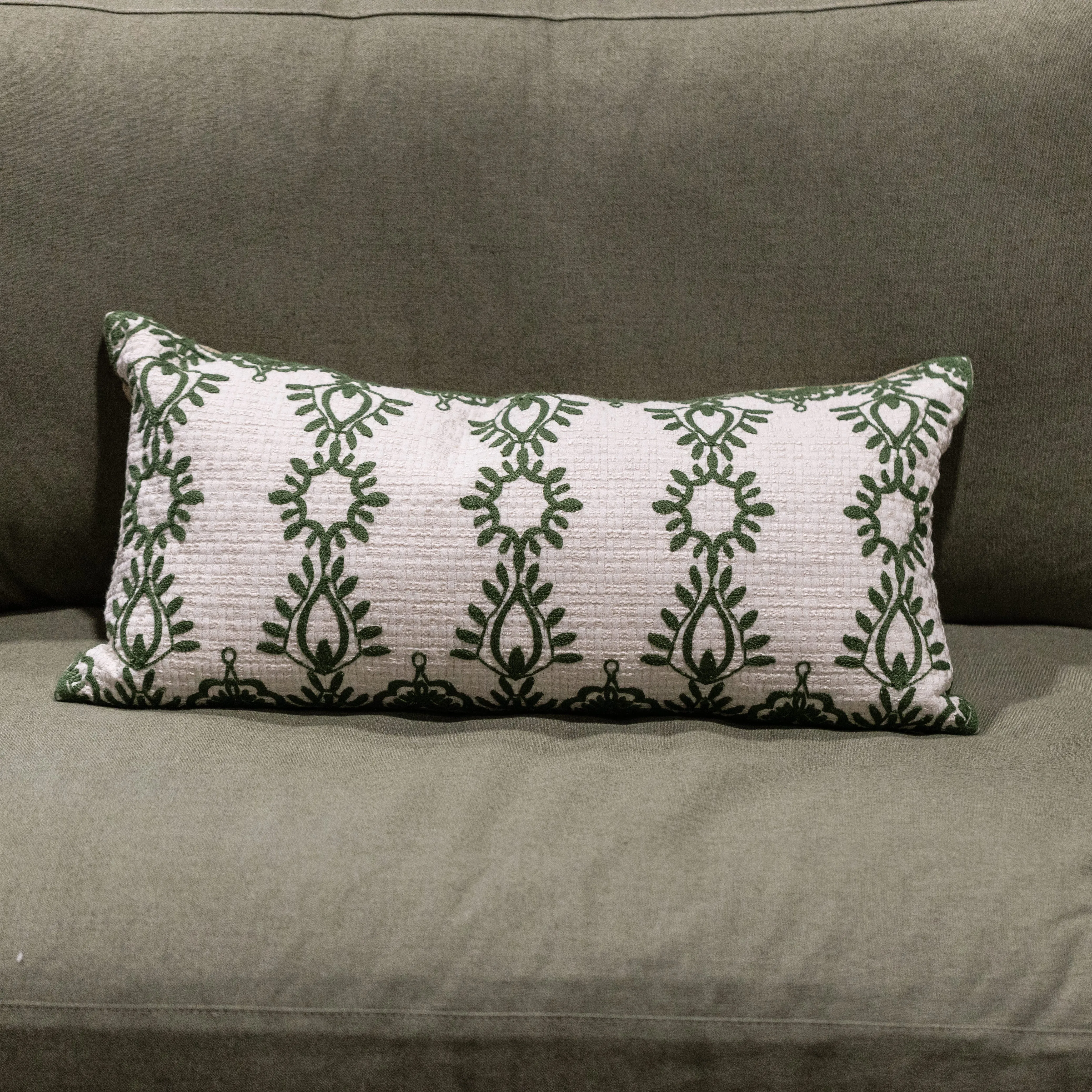 Green Stitch Medallion Pillow