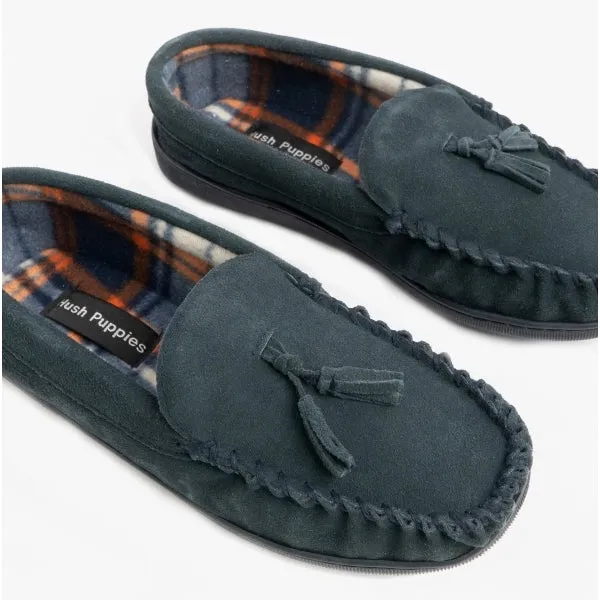 Hush Puppies LINUS Mens Suede Moccasins Navy