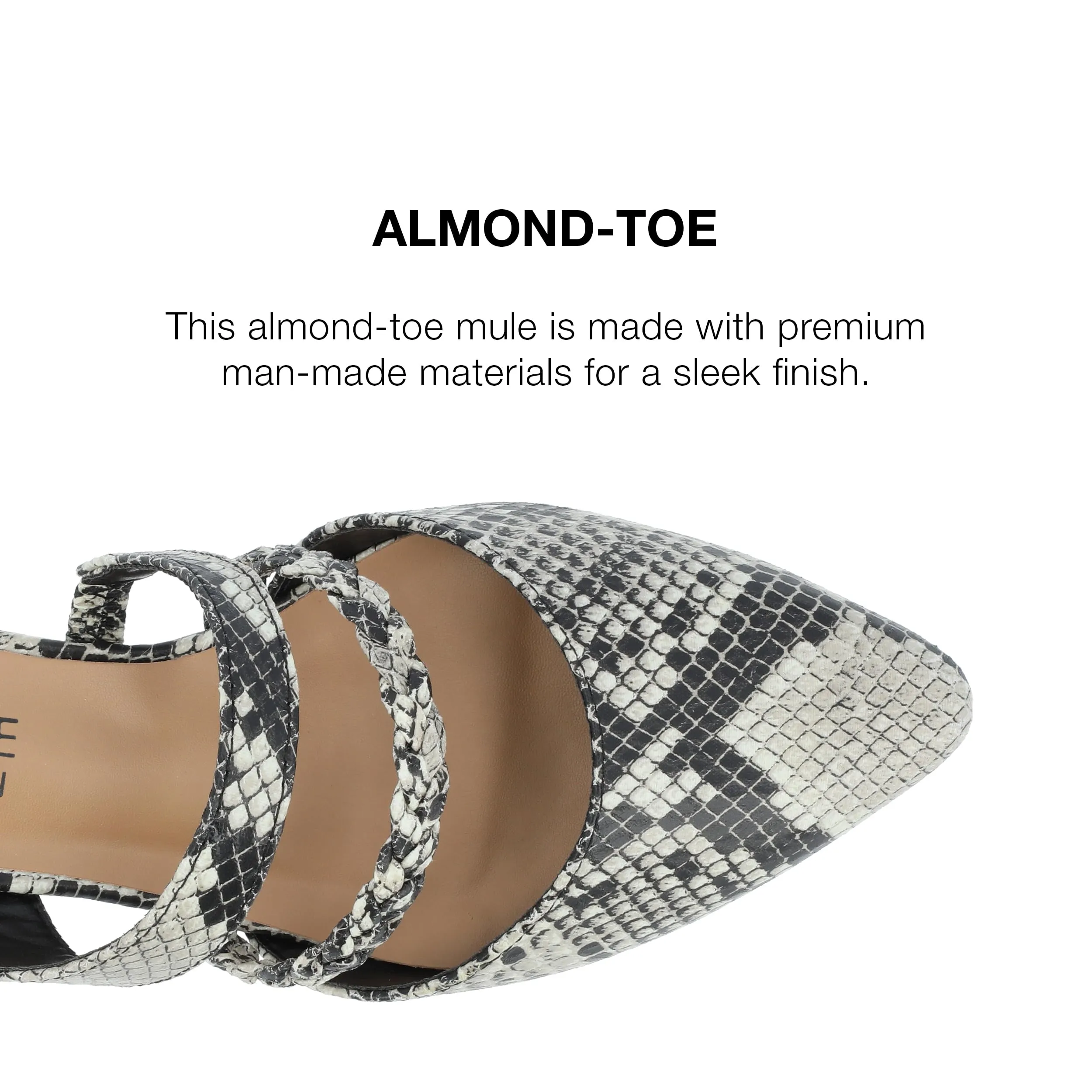 Journee Womens Olivea Tru Comfort Foam Slip On Almond Toe Mules Flats Snake