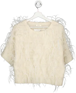 Lapointe Cream Alpaca Silk Feather Top UK S