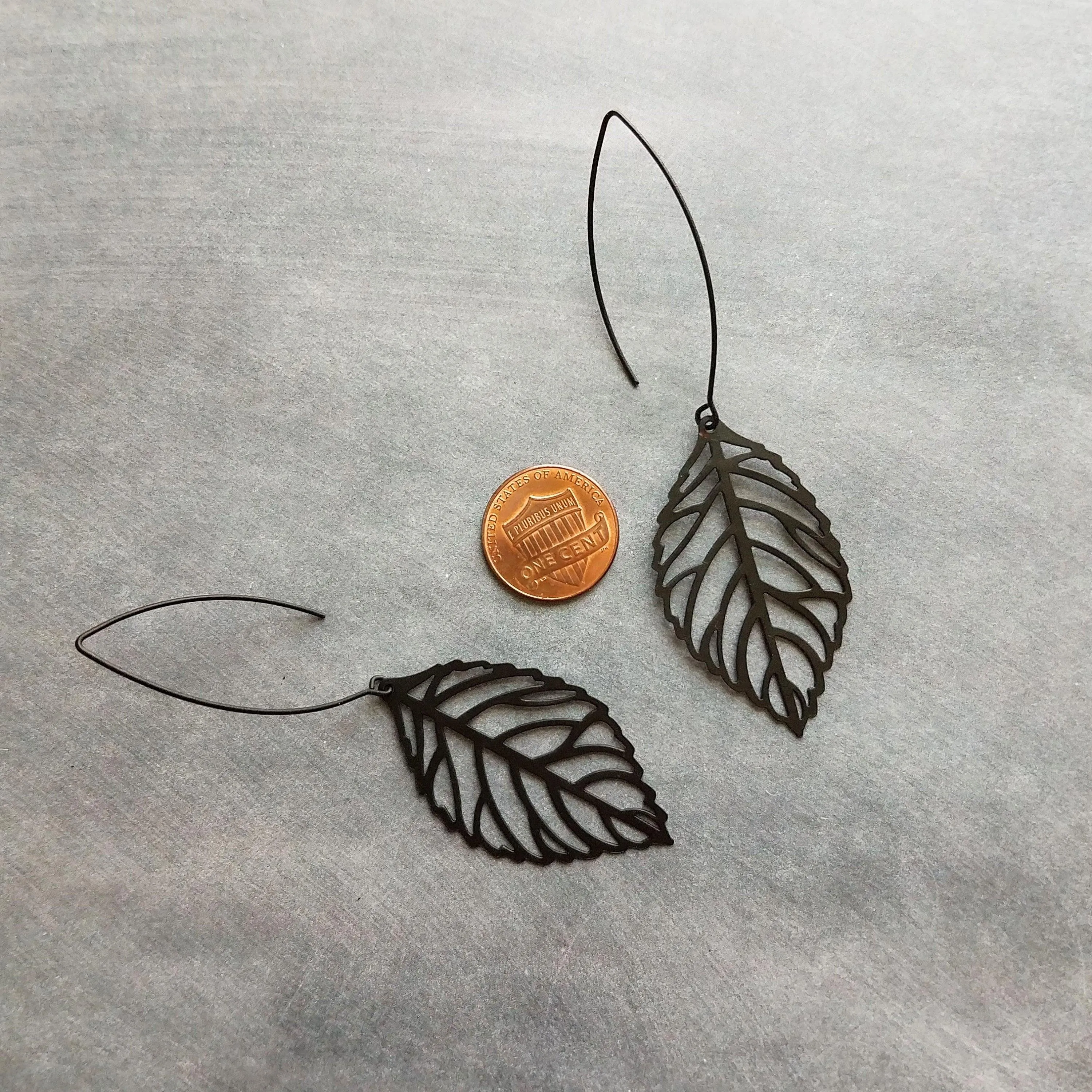 Large Matte Black Leaf Earrings, black filigree earring, filigree leaf earring black outline earring black cut out earring large lightweight