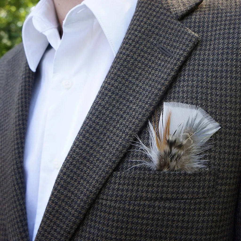 Light Feather Hat Trim With Turkey and Pheasant - Eggshell Natural