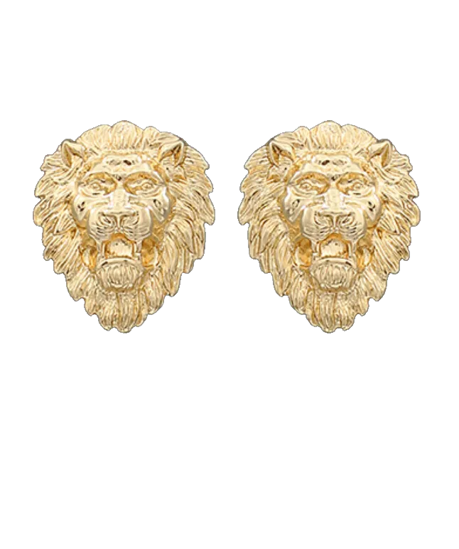 Lion Head Post Earrings - Large