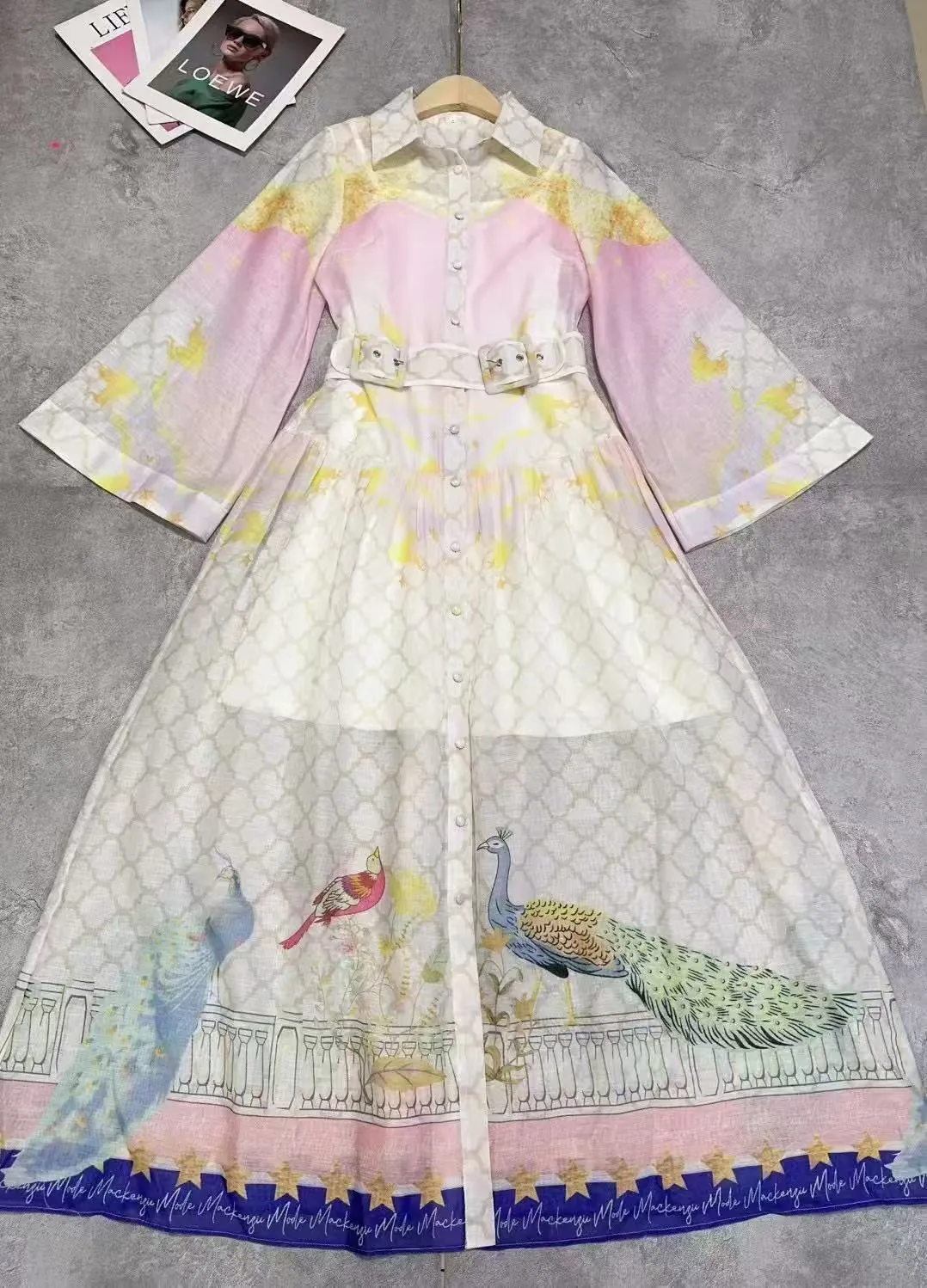 Liv Peacock Print Silk Maxi Dress
