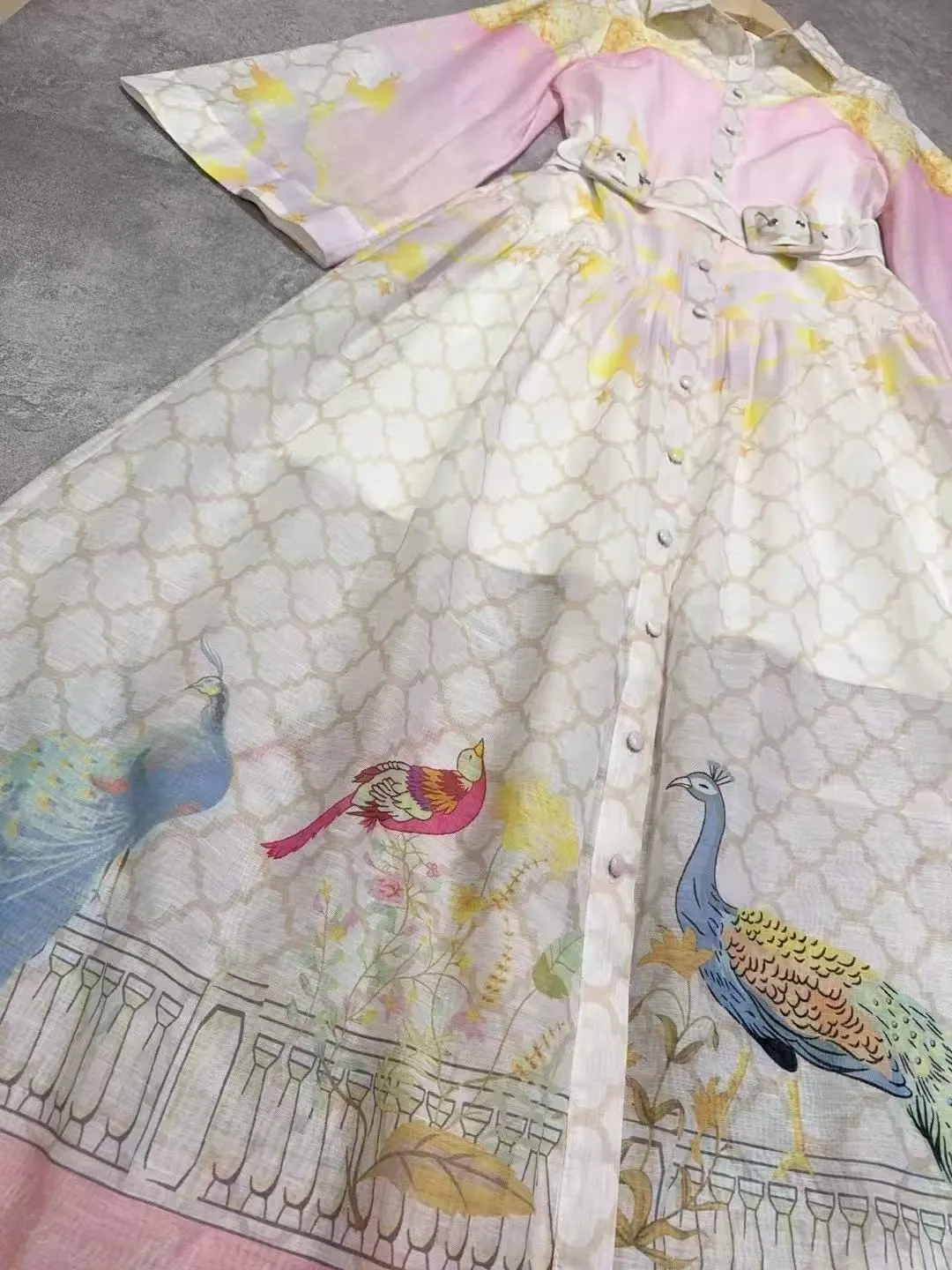 Liv Peacock Print Silk Maxi Dress