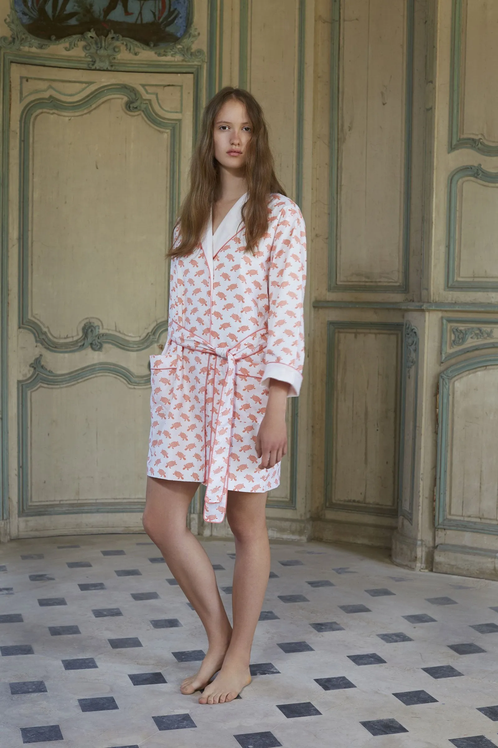 Lorient Block Print Lightweight Robe