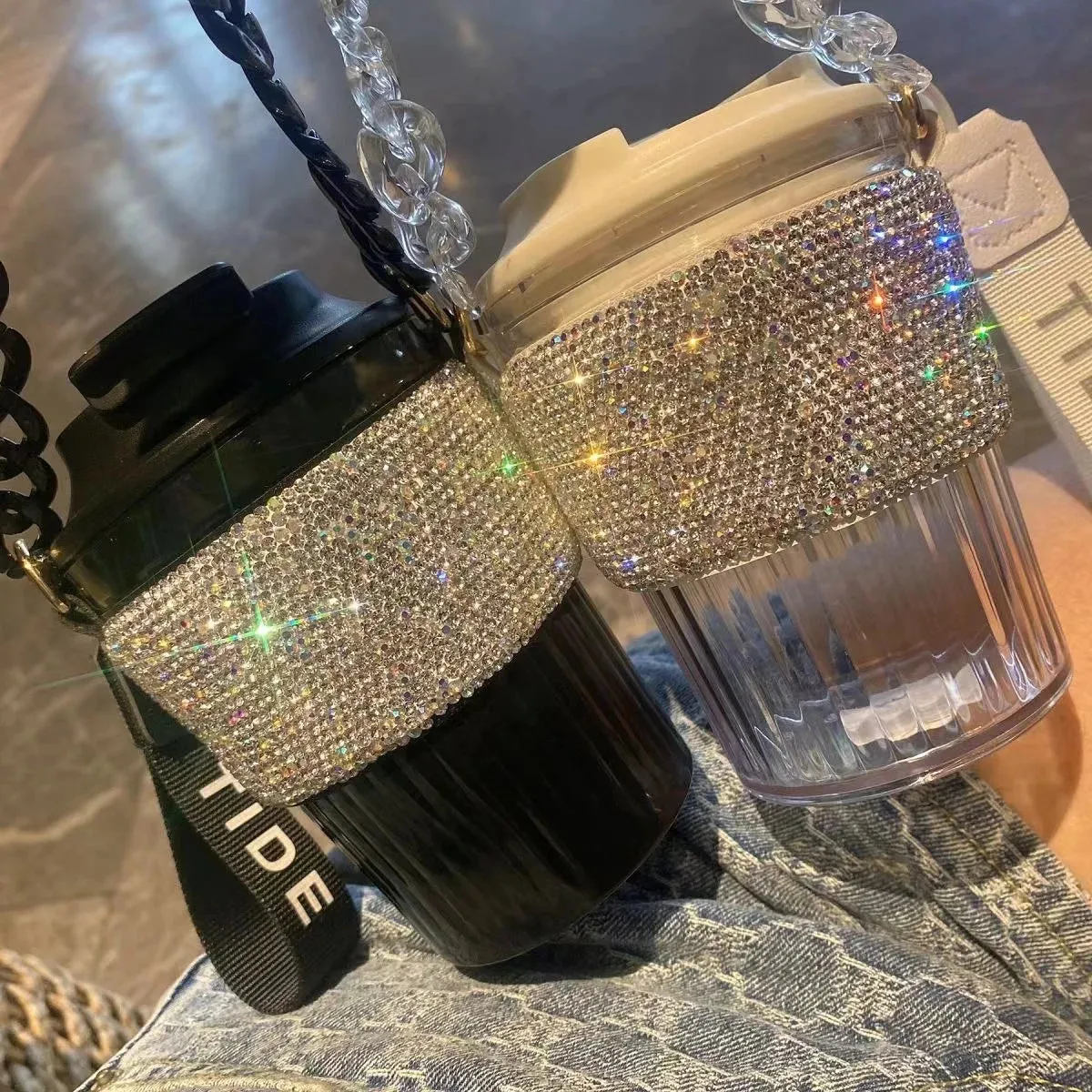 Luxury Rhinestone Portable Water Bottle