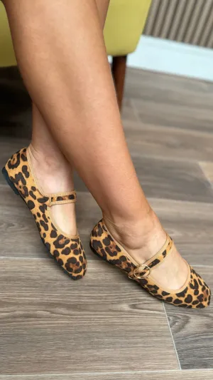 Mallory Beige & Black Leopard Ballerina Flats