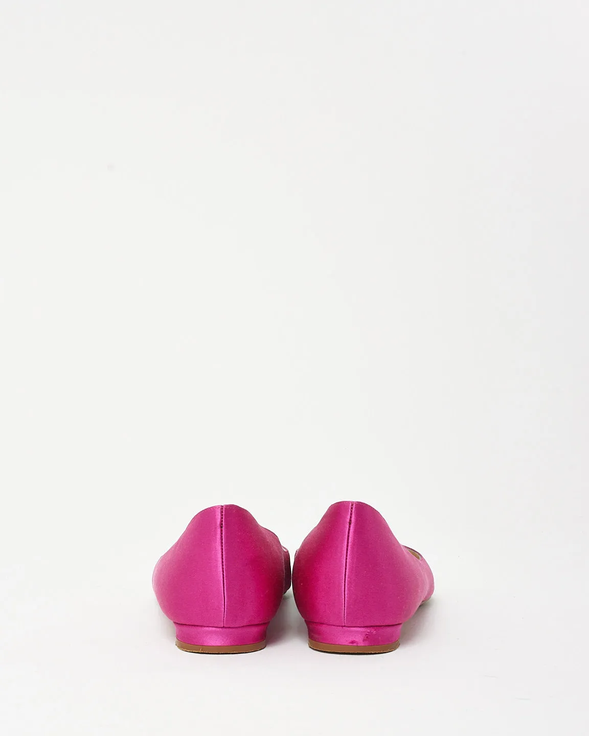 Manolo Blahnik Dark Fuchsia PInk Satin Jewel Buckle Flats - 35.5