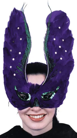 Mask Feather Purpl With Sequin  Mask