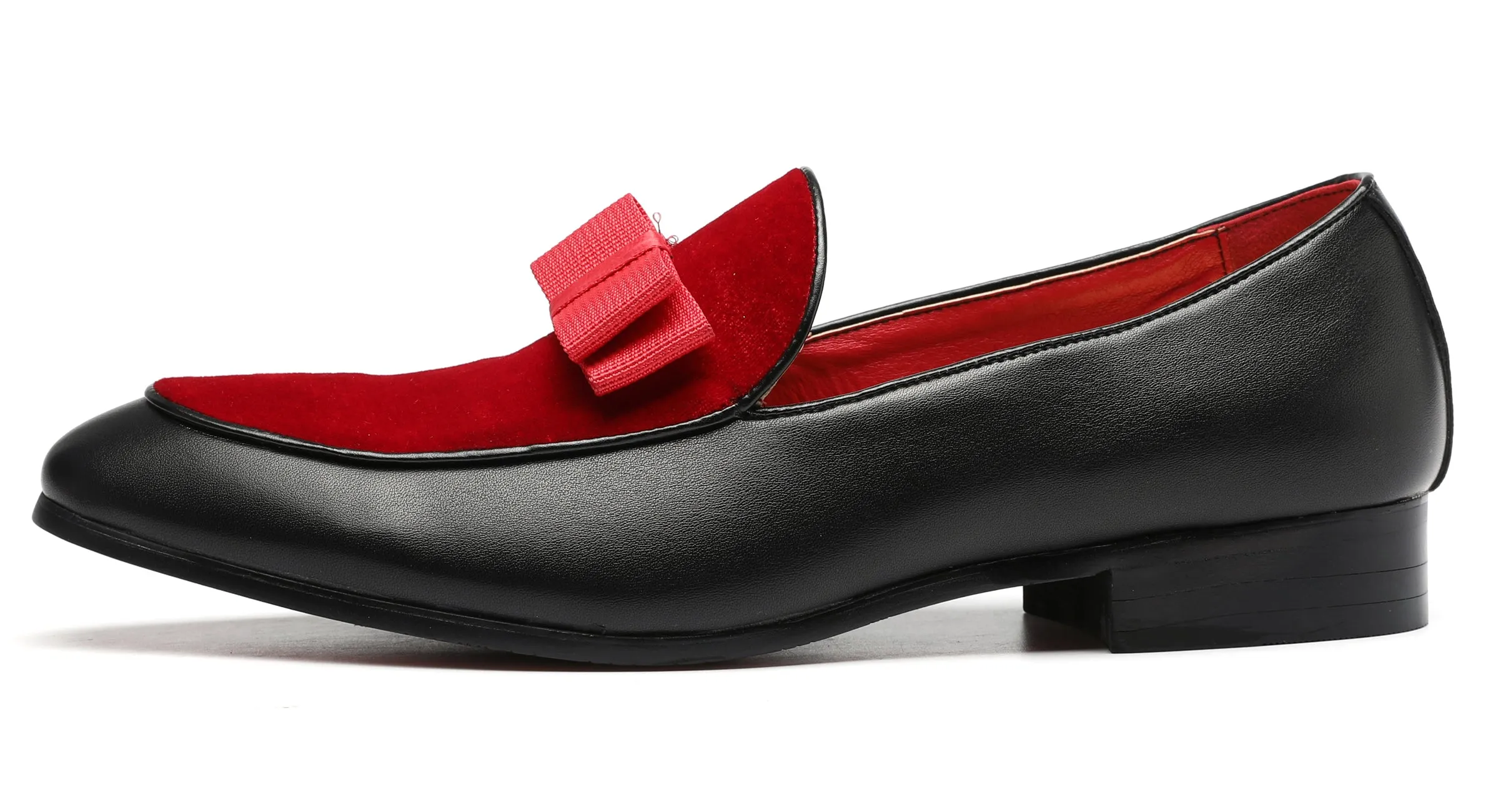 Men's Velvet Bow Smoking Loafers