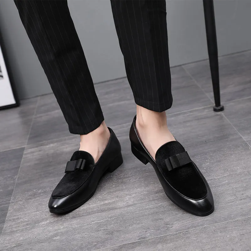 Men's Velvet Bow Smoking Loafers