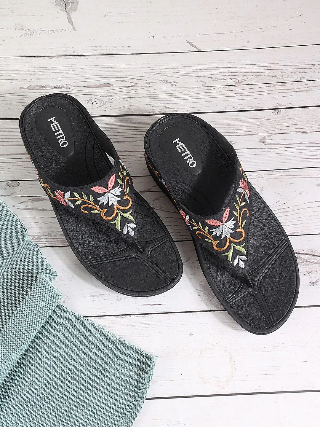 Metro Floral Embroidered Comfort Flats