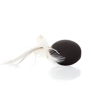 Mini Pillbox with Feather Flower, Black