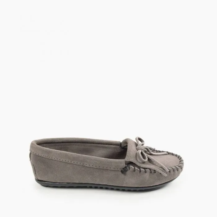 Minnetonka Grey Kilty Hardsole Moccasins