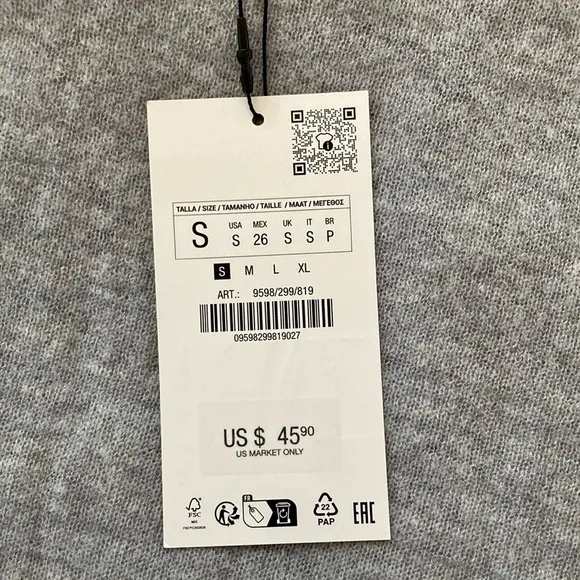 NWOT Zara Alpaca-Wool Blend Lightweight Knit Sweater